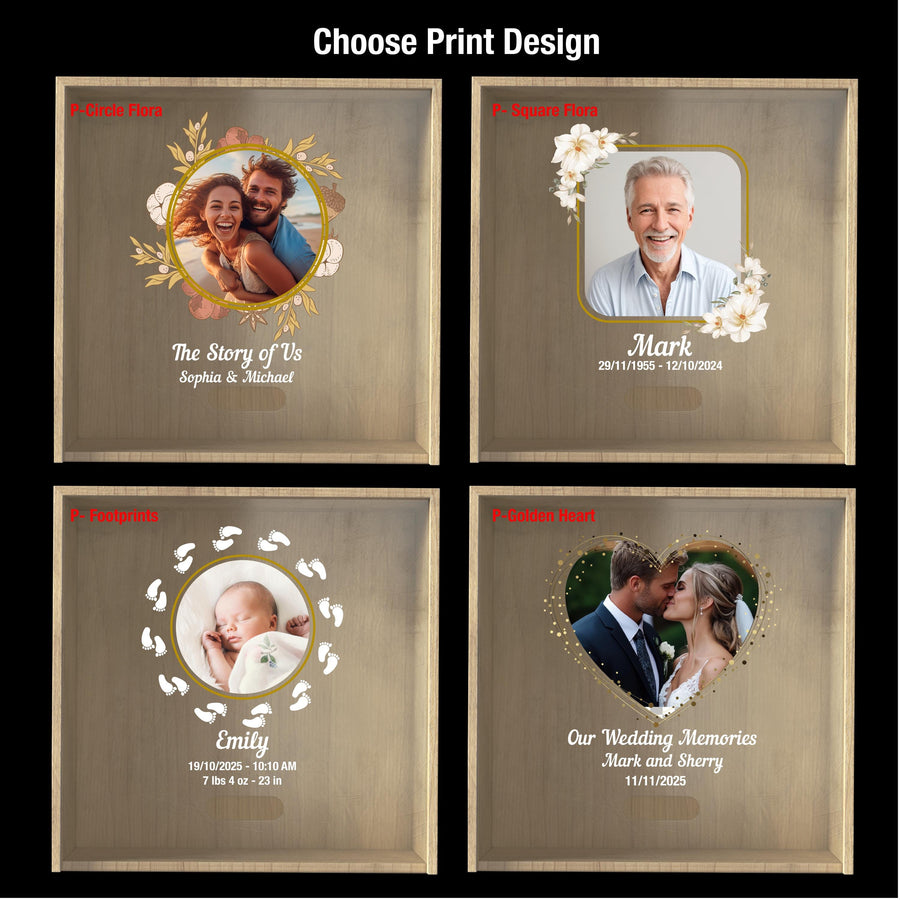 Minimalist baby memory box with clear lid print baby photo birth stats organic nursery decor newborn milestone storage gift for new mom