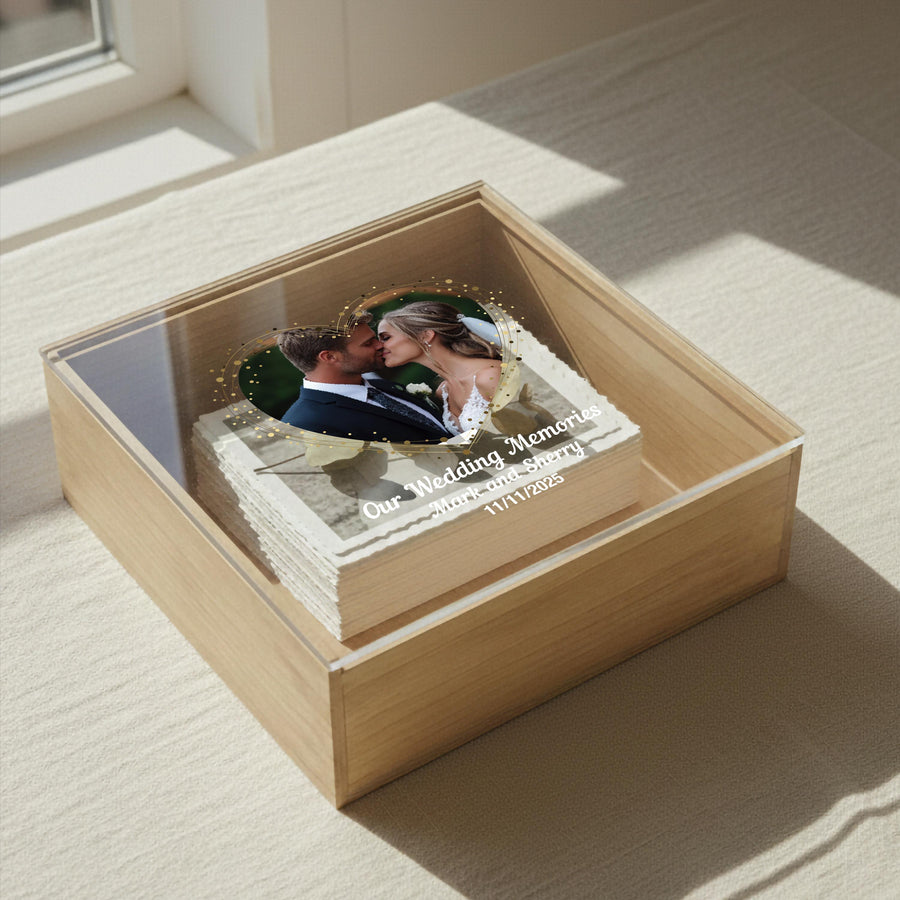 1 Year Anniversary Gift for Wife Romantic Keepsake Box for Her Personalized Anniversary Memory Box Wedding Vow Storage Custom Acrylic Lid