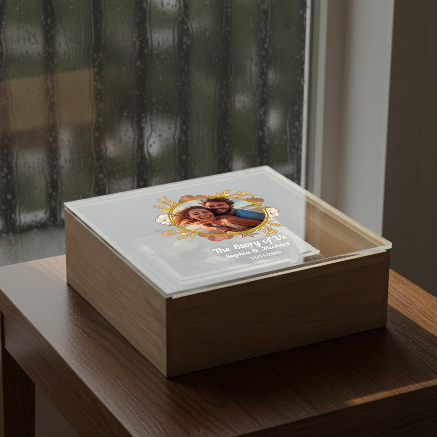 1 Year Anniversary Gift for Wife Romantic Keepsake Box for Her Personalized Anniversary Memory Box Wedding Vow Storage Custom Acrylic Lid