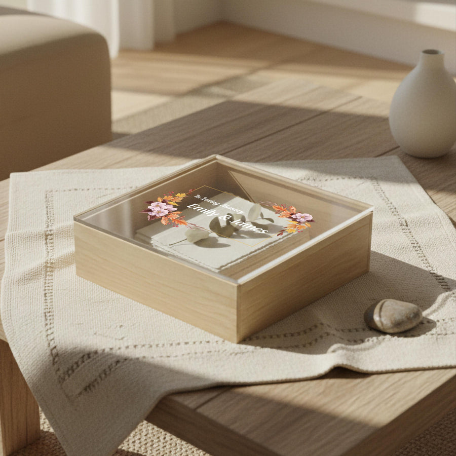 1 Year Anniversary Gift for Wife Romantic Keepsake Box for Her Personalized Anniversary Memory Box Wedding Vow Storage Custom Acrylic Lid