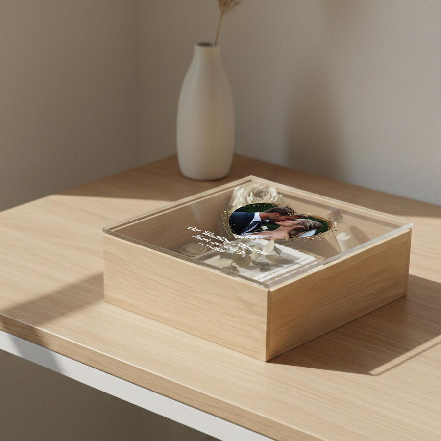 1 Year Anniversary Gift for Wife Romantic Keepsake Box for Her Personalized Anniversary Memory Box Wedding Vow Storage Custom Acrylic Lid