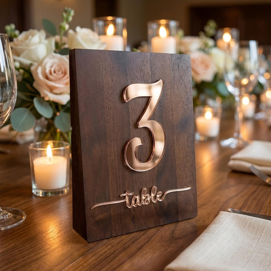 Wood wedding table number for wedding reception freestanding decor table top number centerpiece guest table reception number sign