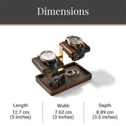 Bridesmaid proposal gifts engraved double watch holder stand with jewelry tray watch leather display stand for dresser gift for best friend