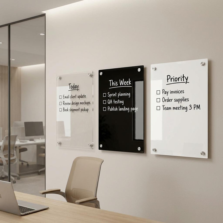 Meeting room writable blank acrylic board wall mounted office task board clear acrylic dry erase board reception announcement acrylic sign