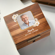 Custom print photo memory box loss of husband bereavement keepsake wood chest for grieving daughter parent remembrance comfort gift