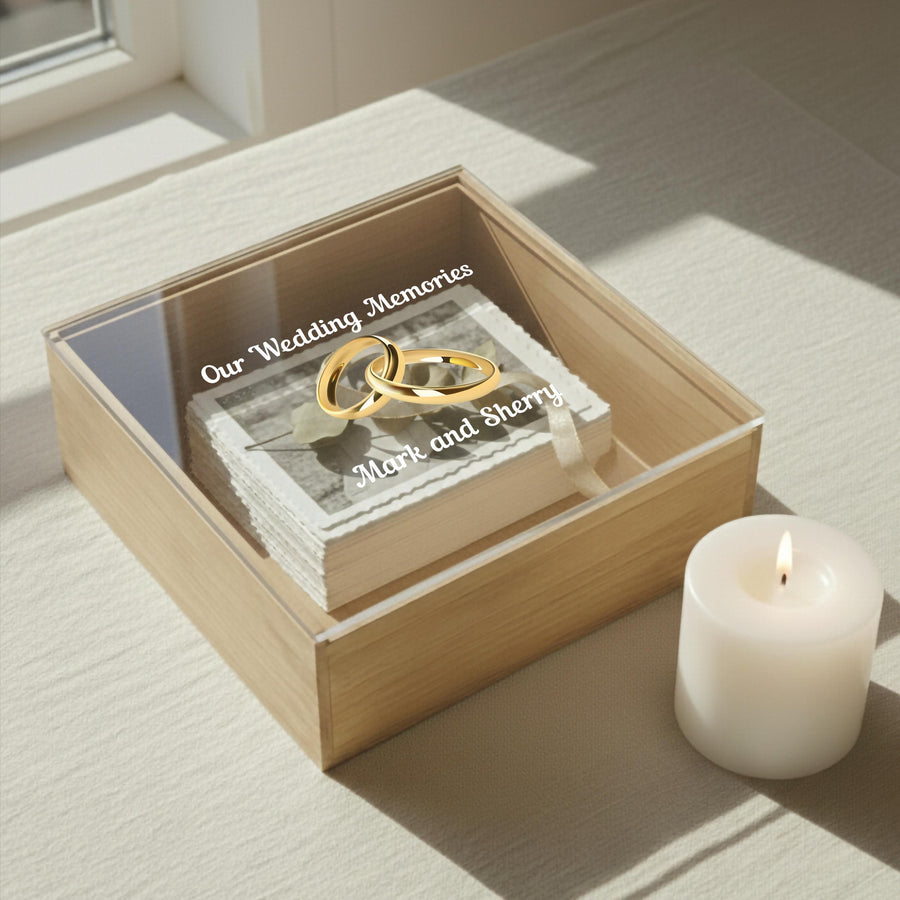 1 Year Anniversary Gift for Wife Romantic Keepsake Box for Her Personalized Anniversary Memory Box Wedding Vow Storage Custom Acrylic Lid