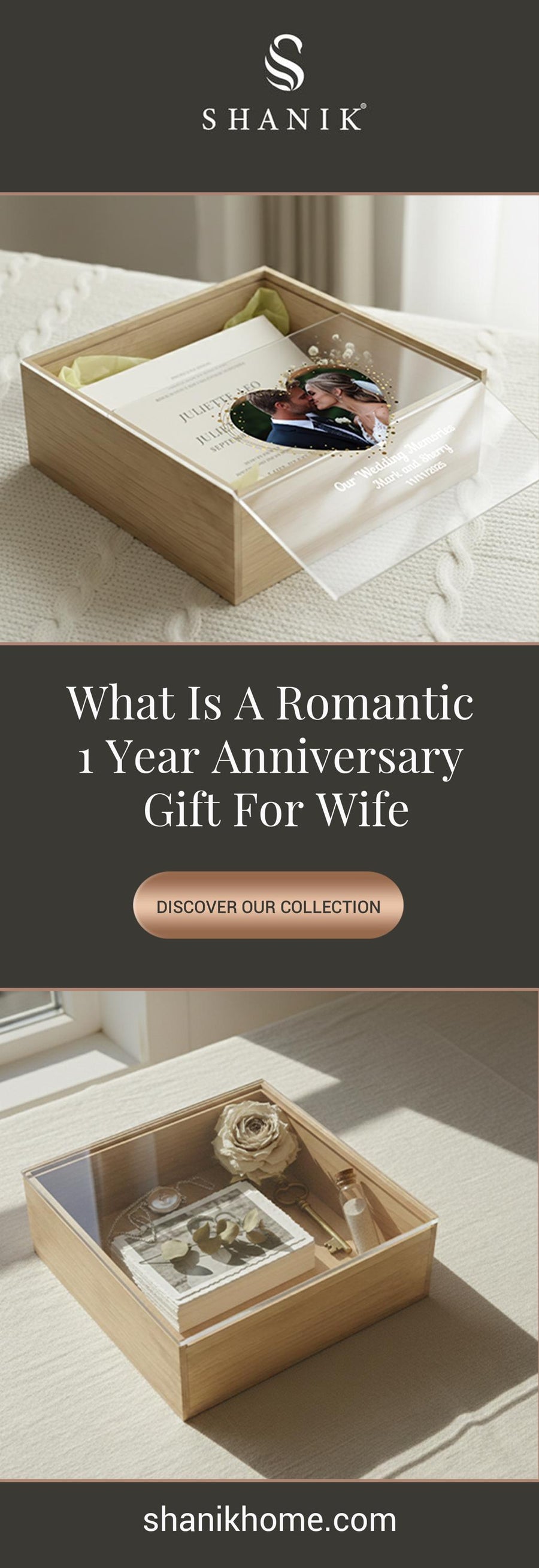 1 Year Anniversary Gift for Wife Romantic Keepsake Box for Her Personalized Anniversary Memory Box Wedding Vow Storage Custom Acrylic Lid