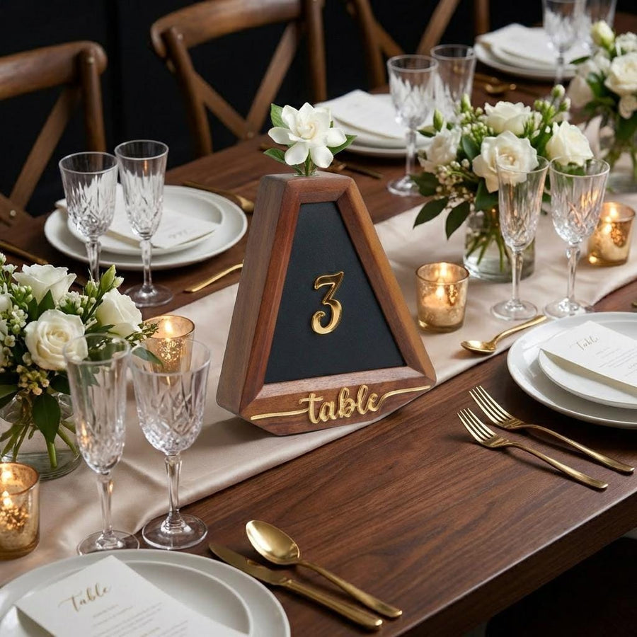 Flower wedding decor item for table number centerpiece idea for wedding reception wooden table sign floral minimalist wedding table decor