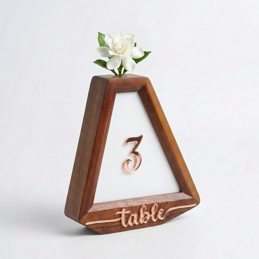 Flower wedding decor item for table number centerpiece idea for wedding reception wooden table sign floral minimalist wedding table decor