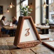 Flower wedding decor item for table number centerpiece idea for wedding reception wooden table sign floral minimalist wedding table decor