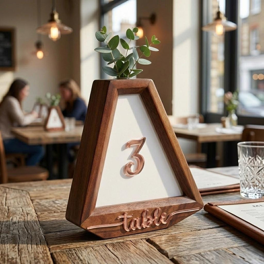 Flower wedding decor item for table number centerpiece idea for wedding reception wooden table sign floral minimalist wedding table decor