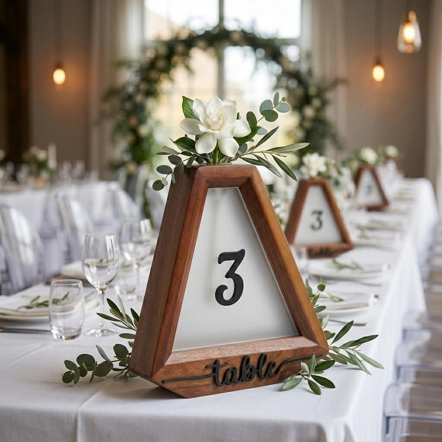 Flower wedding decor item for table number centerpiece idea for wedding reception wooden table sign floral minimalist wedding table decor