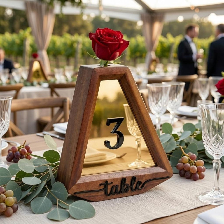 Flower wedding decor item for table number centerpiece idea for wedding reception wooden table sign floral minimalist wedding table decor