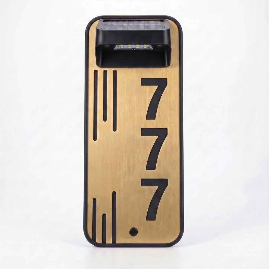Solar led modern house number plaque illuminated unique number plate for home wall mounted acrylic outdoor lighted door number sign