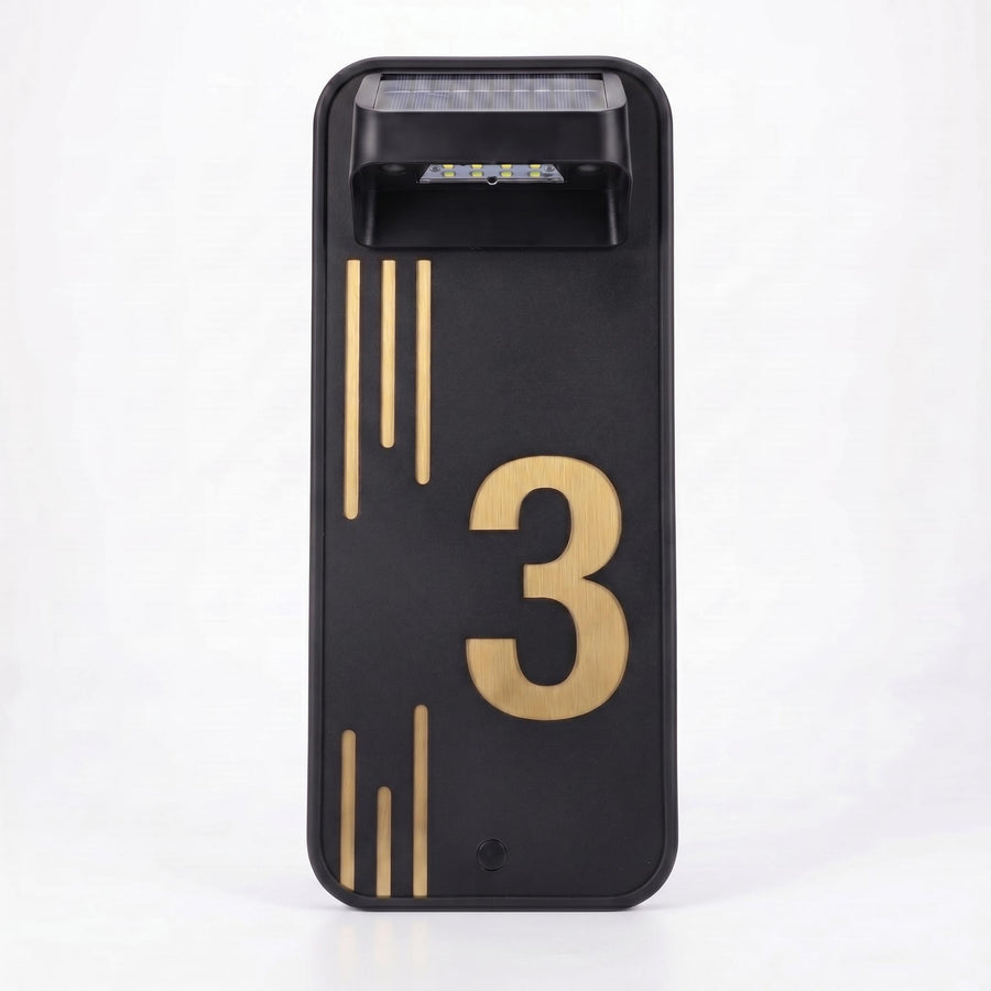 Solar led modern house number plaque illuminated unique number plate for home wall mounted acrylic outdoor lighted door number sign