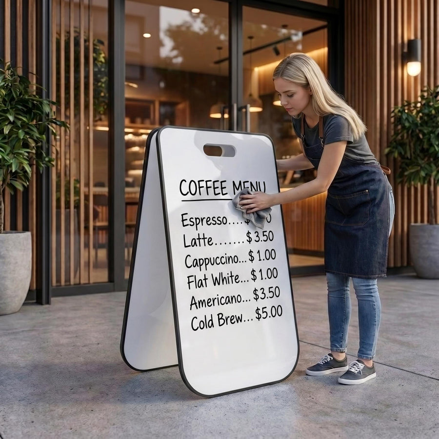 Write erase A frame sign marker writable sidewalk sign for changeable menu daily update sandwich board for shop storefront pavement sign