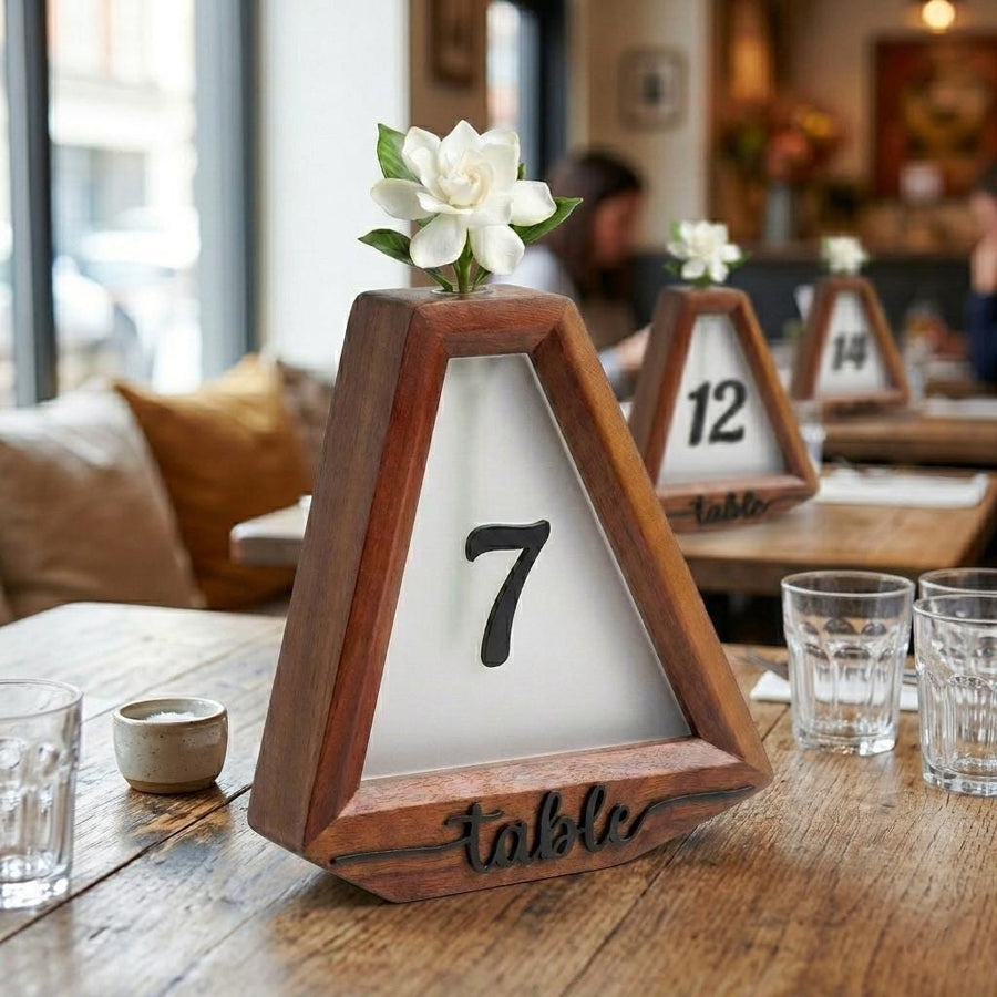 Flower wedding decor item for table number centerpiece idea for wedding reception wooden table sign floral minimalist wedding table decor
