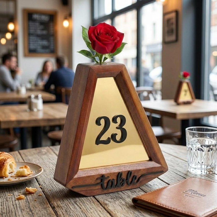 Flower wedding decor item for table number centerpiece idea for wedding reception wooden table sign floral minimalist wedding table decor