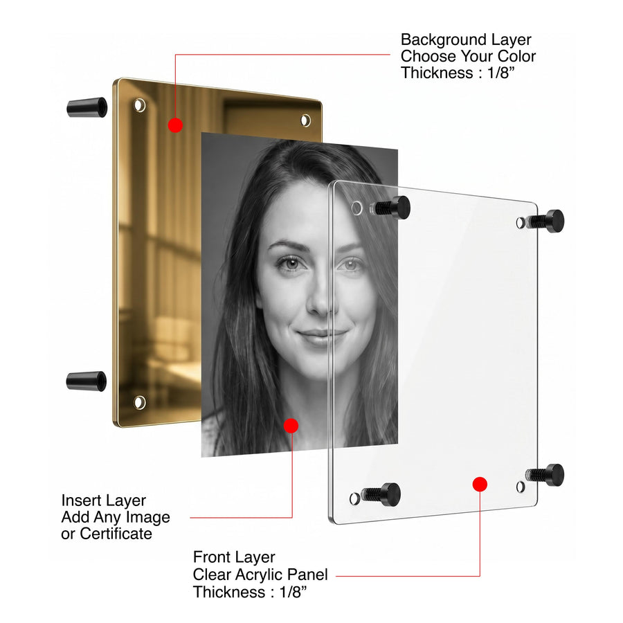 Acrylic Floating Frame Wall Mount Floating Picture Frame for Diploma Certificate Poster Artwork Degree Display