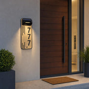 Solar led modern house number plaque illuminated unique number plate for home wall mounted acrylic outdoor lighted door number sign
