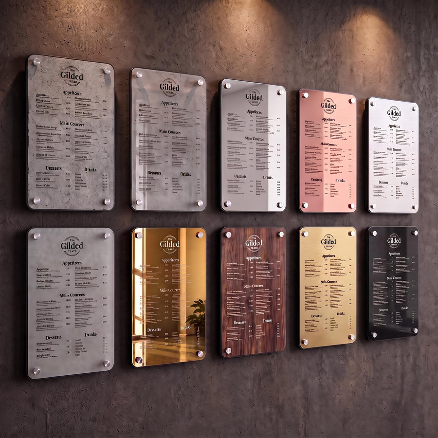 Food commercial sign for restaurant reception custom shop sign wall mounted food menu board acrylic modern price list display menu sign