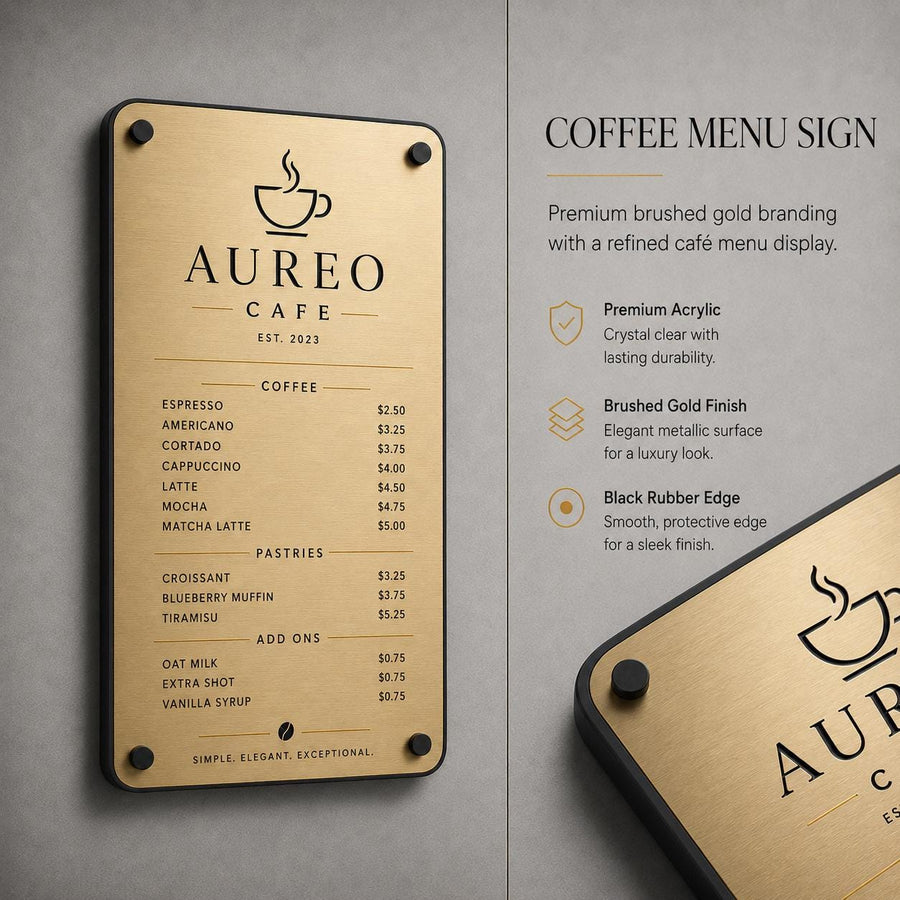 Food commercial sign for restaurant reception custom shop sign wall mounted food menu board acrylic modern price list display menu sign