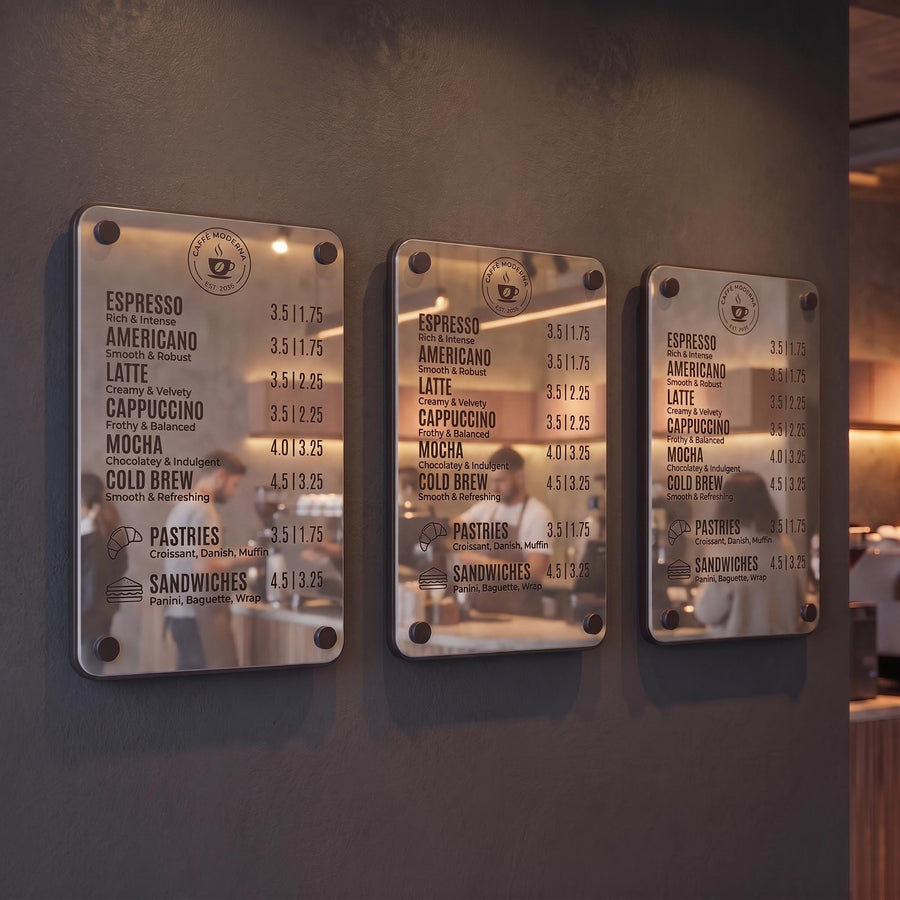 Food commercial sign for restaurant reception custom shop sign wall mounted food menu board acrylic modern price list display menu sign