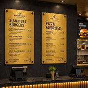 Food commercial sign for restaurant reception custom shop sign wall mounted food menu board acrylic modern price list display menu sign