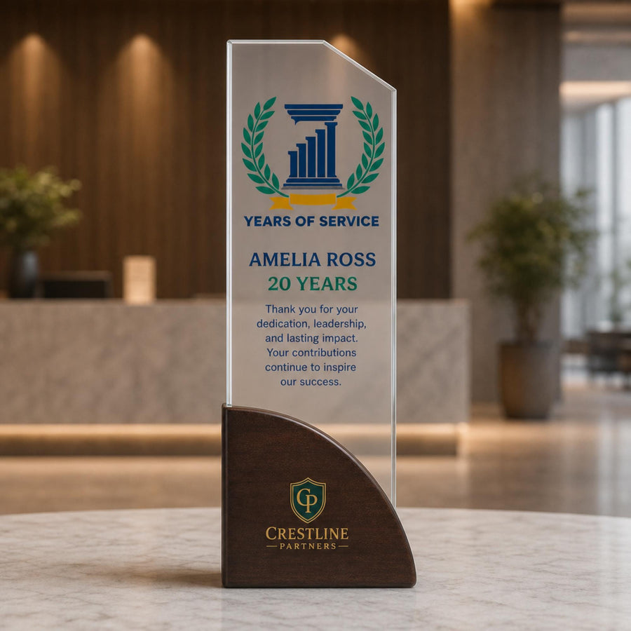 Trophy awards personalized work anniversary gift crystal award 5 year plaque appreciation corporate awards unique plaque designs wood laser
