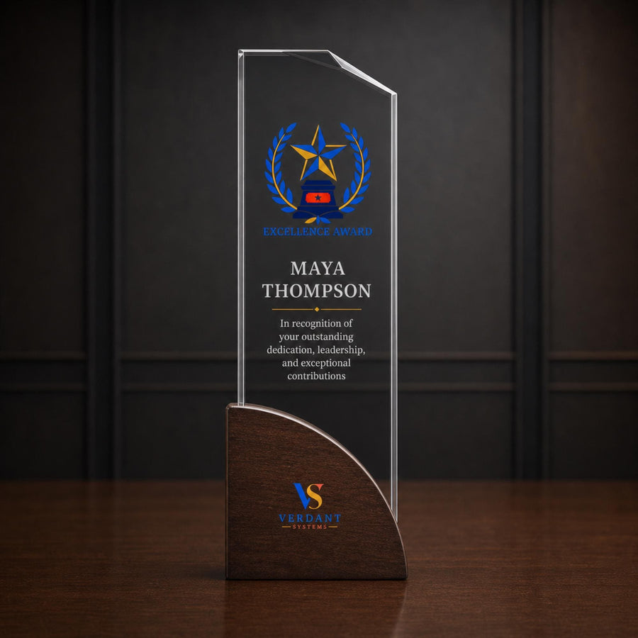 Trophy awards personalized work anniversary gift crystal award 5 year plaque appreciation corporate awards unique plaque designs wood laser