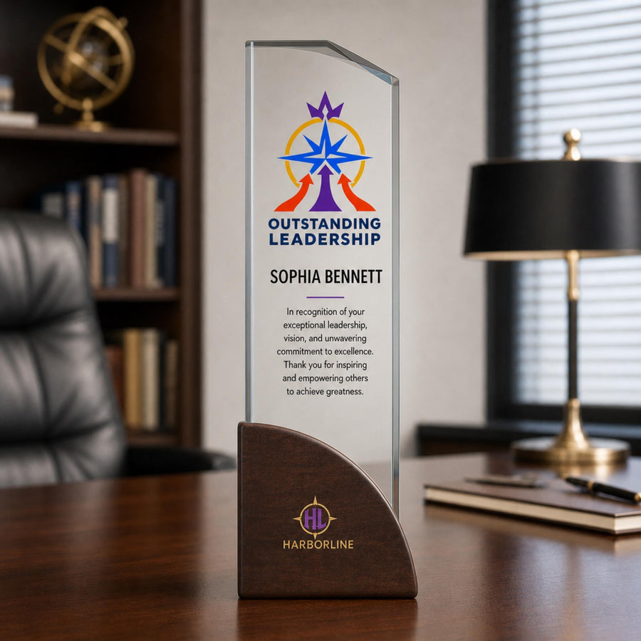Trophy awards personalized work anniversary gift crystal award 5 year plaque appreciation corporate awards unique plaque designs wood laser
