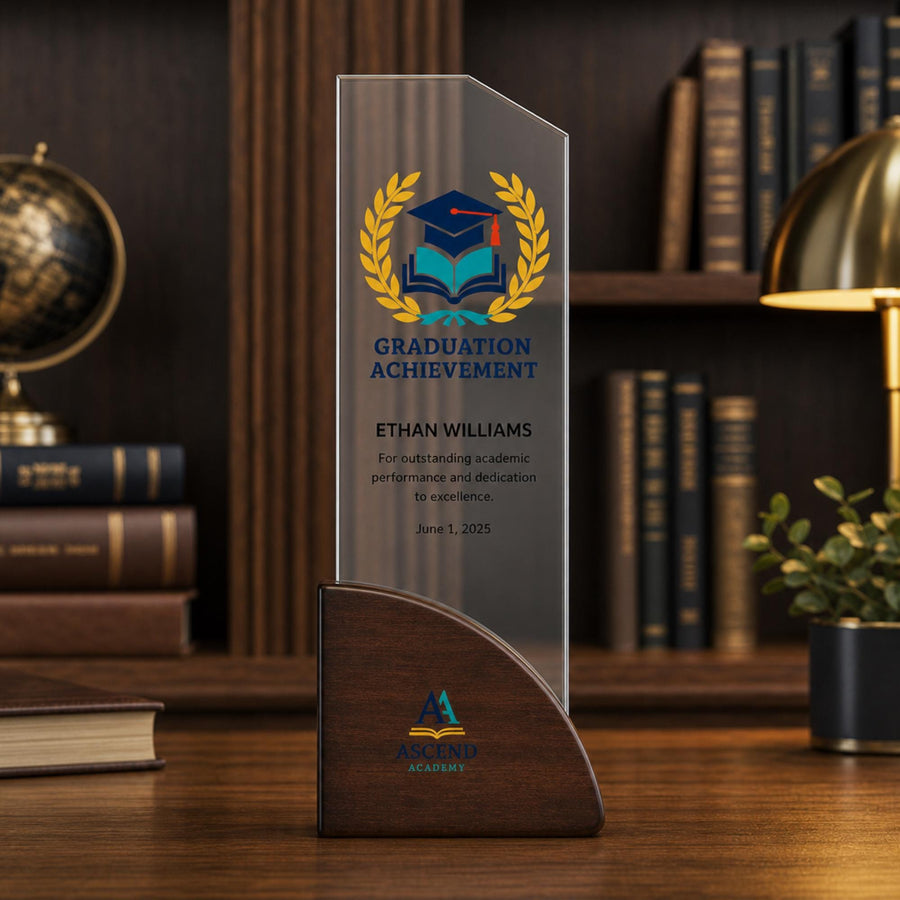 Trophy awards personalized work anniversary gift crystal award 5 year plaque appreciation corporate awards unique plaque designs wood laser