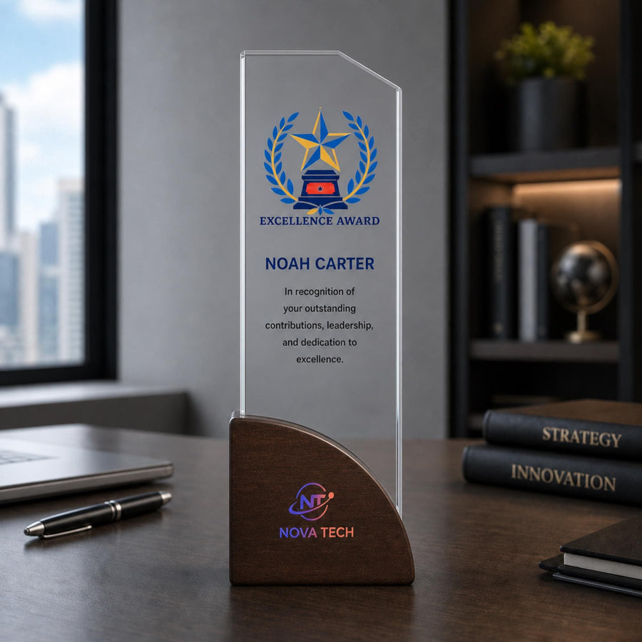 Trophy awards personalized work anniversary gift crystal award 5 year plaque appreciation corporate awards unique plaque designs wood laser