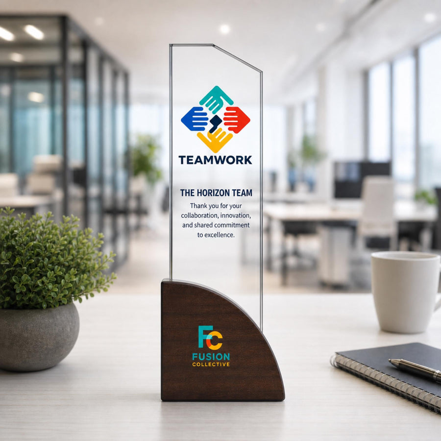Trophy awards personalized work anniversary gift crystal award 5 year plaque appreciation corporate awards unique plaque designs wood laser