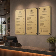 Food commercial sign for restaurant reception custom shop sign wall mounted food menu board acrylic modern price list display menu sign