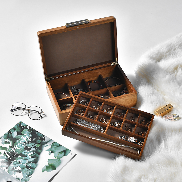 Acacia Wood Jewelry Box Organizer