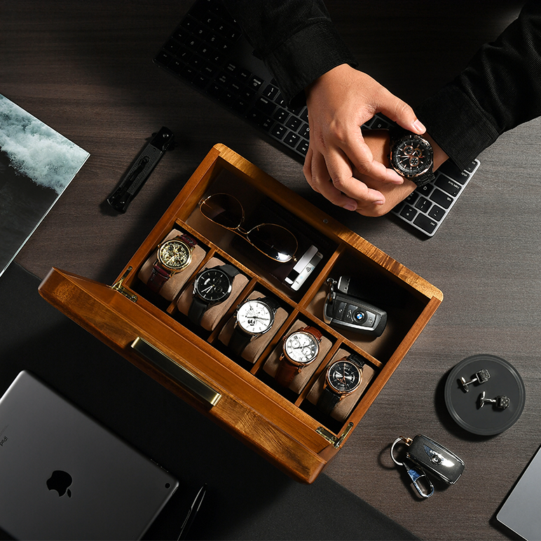 Acacia Wood Watch Box Organizer