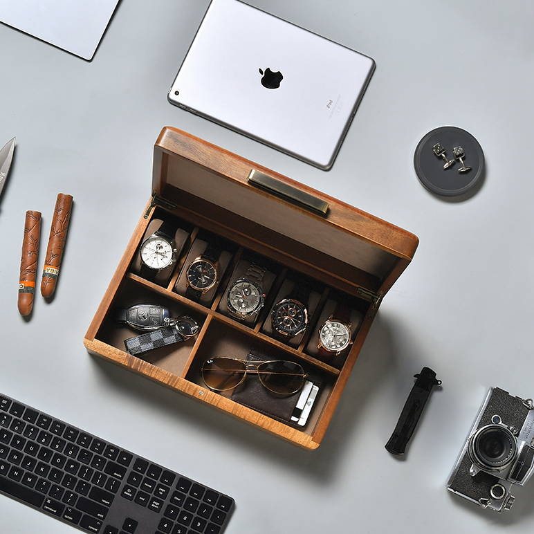 Acacia Wood Watch Box Organizer