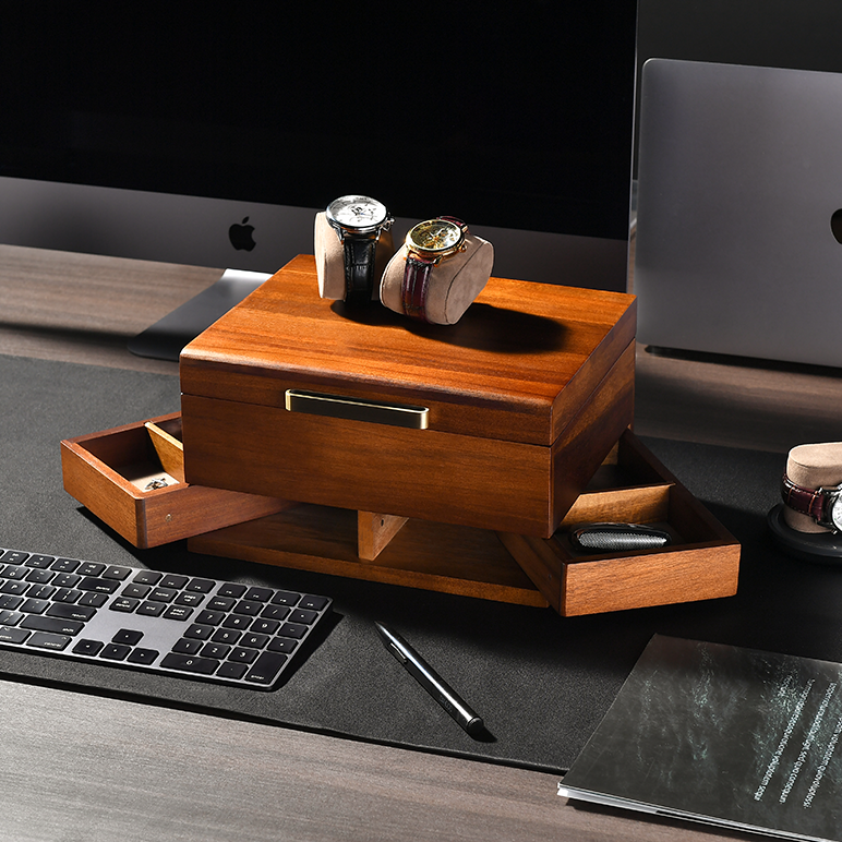 Premium Walnut Finish Watch Box Organizer
