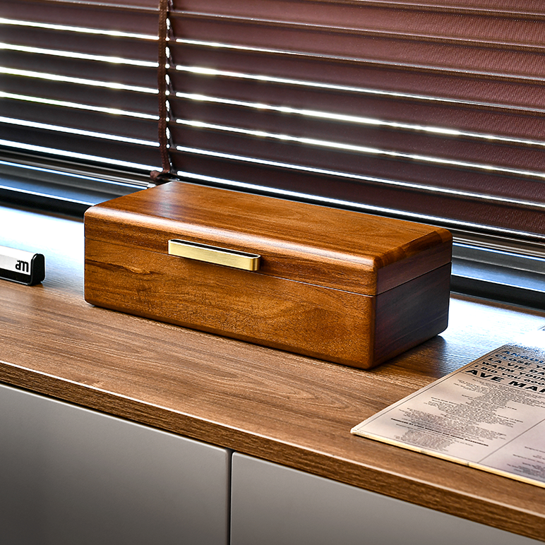 Premium Walnut Finish Watch Box Organizer with 5 Slots Watches