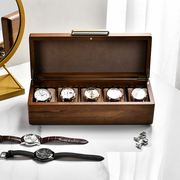 Premium Walnut Finish Watch Box Organizer with 5 Slots Watches