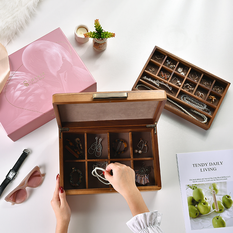 Acacia Wood Jewelry Box Organizer