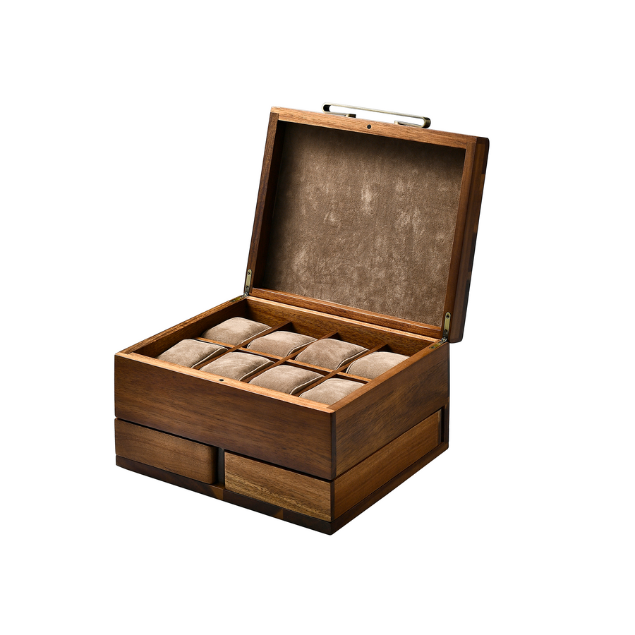 Premium Walnut Finish Watch Box Organizer