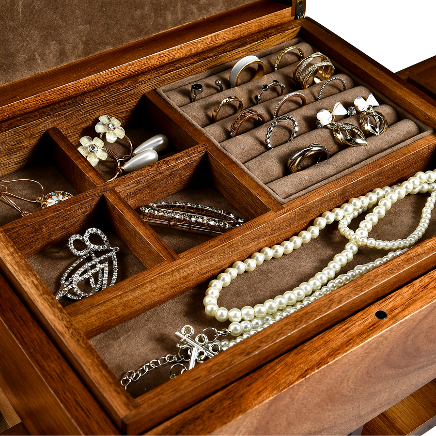 Premium Walnut Finish Jewelry Box