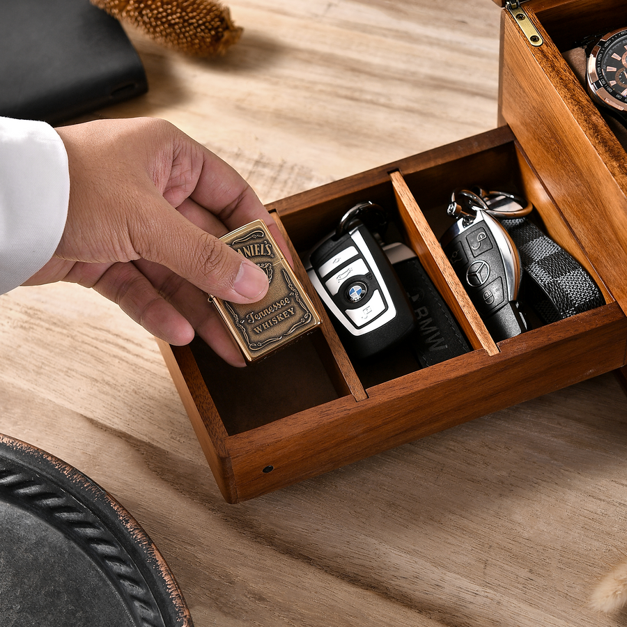 Premium Walnut Finish Watch Box Organizer